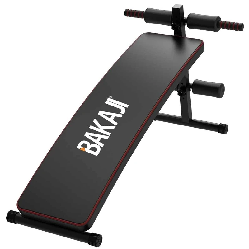 BAKAJI Folding Steel Abdominal Trainer Height Adjustable Padded Faux Leather Foam Exercises Gym Home