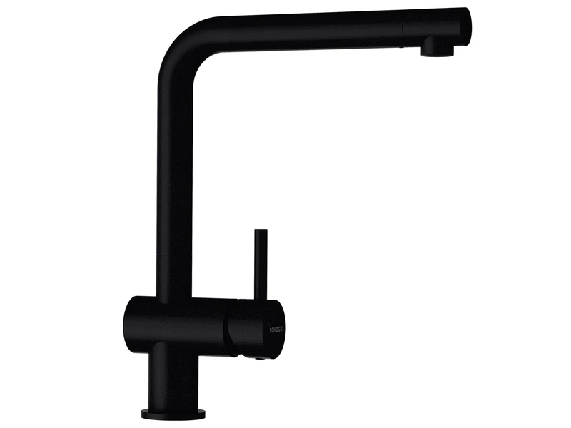 SCHOCK EPOS Puro Kitchen Tap - Black Cristadur High Pressure Tap with Fixed Spout and Standard Connections