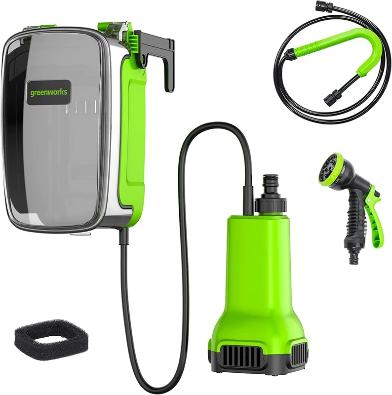 Greenworks G24SWP Cordless Submersible Water Pump, 1800L/hour, 1/2" Quick Coupler, 2m Hose WITHOUT 24V Battery & Charger, 3 Year Guarantee