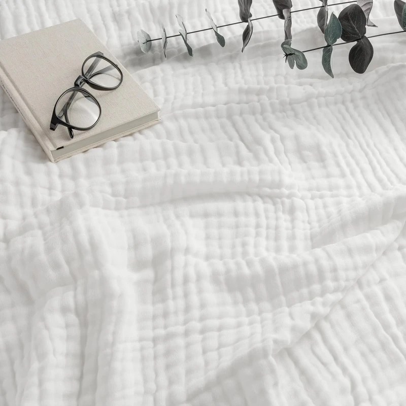 Comfy Cubs Adult Muslin Blanket Twin, 229 x 168 cm - Soft, Six-Layered, Lightweight, Breathable Cotton Blanket for All Seasons - Machine Washable, Stylish Home Decor - White