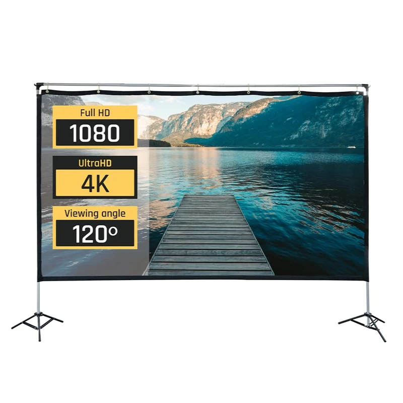 iggual 100" Folding and Portable Projection Screen with Stand – Panoramic 16:9, Viewing Angle 120º, Suitable for Indoor and Outdoor, Compatible 4K and Any Projector (Carrying Bag) 221 x 124 cm