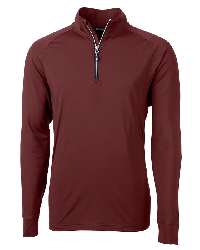 Cutter & Buck Men's Adapt Eco Knit Stretch Recycled Long Sleeve Quarter Zip Pullover Shirt, Bordeaux, 3XL