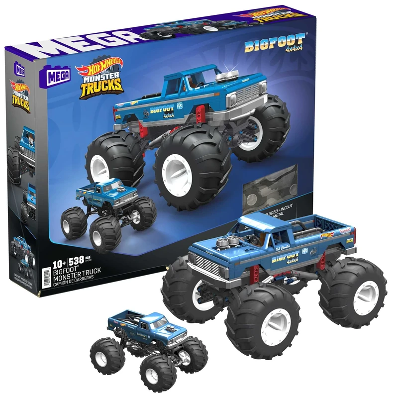 MEGA Hot Wheels Collectible Monster Truck Building Toy for Adults 1:18 Scale Bigfoot with Deluxe Features, for Fans and Collectors, HHD20