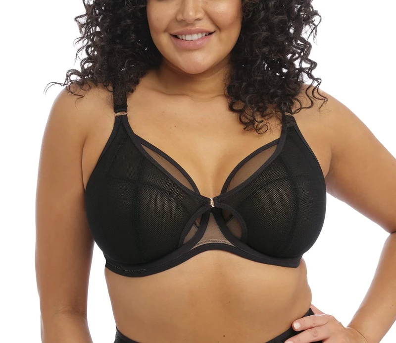 Elomi Women's Kintai Underwire Plunge Bra, Black, 42E - Image 1