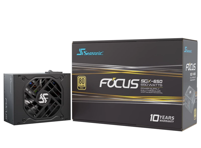 Seasonic Focus SGX-650(2021), 650W 80+ Gold, Full Modular, SFX Form Factor, Compact Size, Fan Control in Fanless, Silent, and Cooling Mode, 10 Year Warranty, Power Supply, SSR-650SGX.