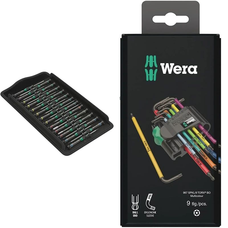 Wera 05134000001 Kraftform Micro Big Pack 1 Screwdriver Set & 967SPKL/9BO Multicolour TX-key set, TX8 - TX40, 9pc, 05073599001