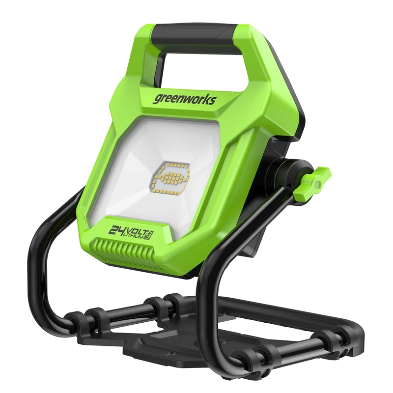 Greenworks G24WL Cordless AC/DC Hybrid Work Light with Hanging Hook, AC Power Cable or Portable Battery, 2000 Lumen, 2 Brightness Settings WITHOUT 24V Battery & Charger, 3 Year Guarantee