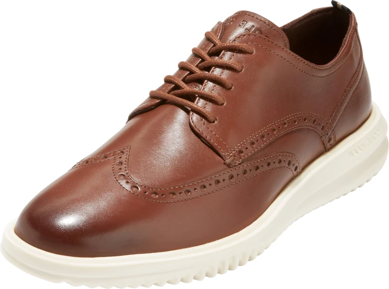 Cole Haan Men's Grand+ Wingtip Oxford, British Tan/Ivory, 7.5