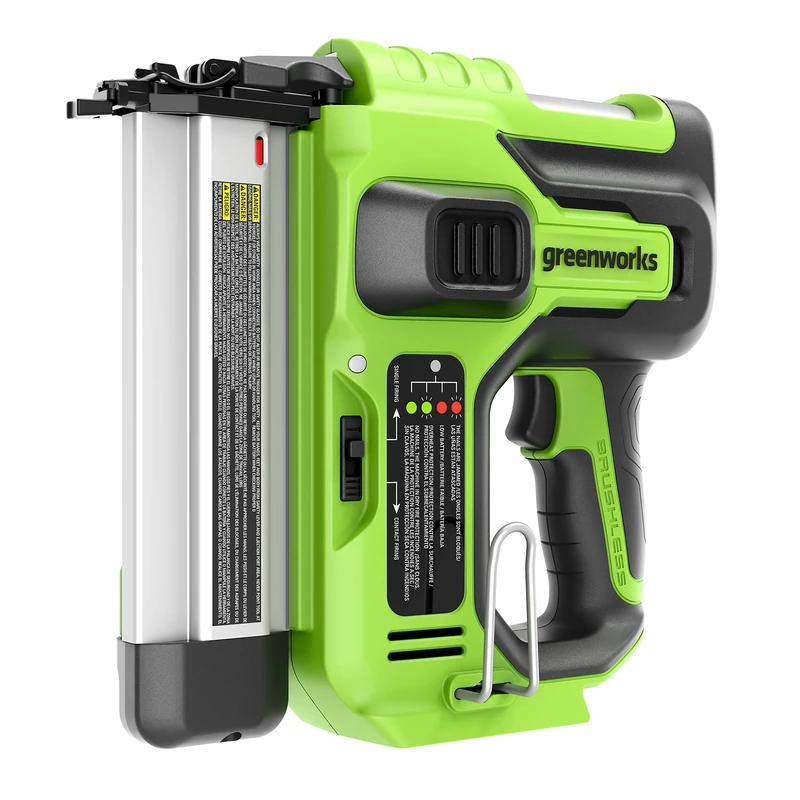 Greenworks GD24BN Cordless Brad Nailer, 110 Nail Capacity, 110pcs/min for 20-50mm 18GA Nails WITHOUT 24V Battery & Charger, 3 Year Guarantee