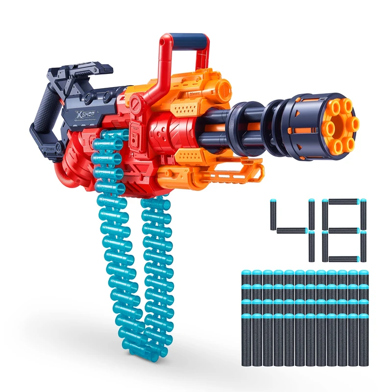 XSHOT Excel Crusher Foam Dart Blaster (35 Dart Belt, 48 Darts), Red Toy Blaster - Image 1