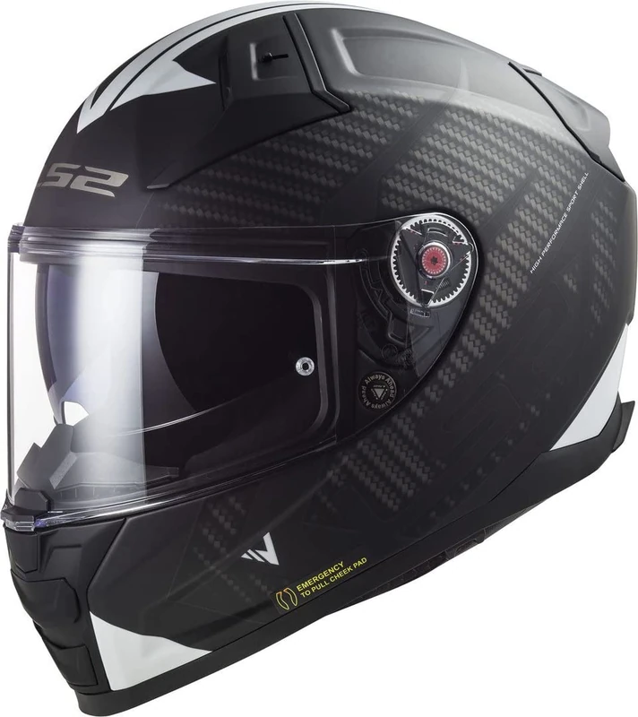LS2 Full Face Motorcycle Helmet. Vector II Road Touring Motorbike Lid. FF811. ECE22.06 - Splitter Black White XL