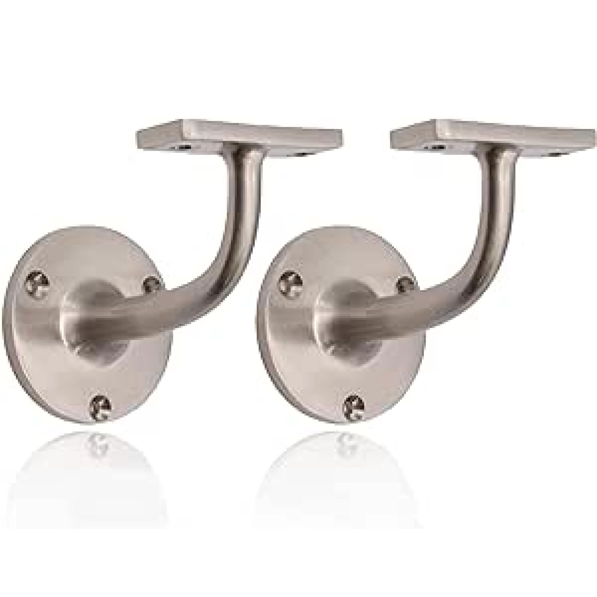 Satin Nickel Handrail Brackets for Stair Bannister Handrail Wood and Steel Handrail - Pack of 2