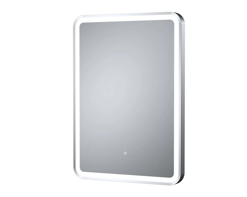 nuie LQ703 Mirrors Modern Bathroom Wall Hung Framed Touch Sensor LED Mirror with Demister, 700mm x 500mm, Silver