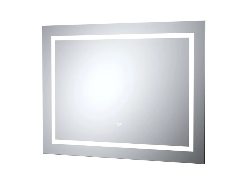 nuie LQ506 Mirrors Modern Bathroom Wall Hung LED Touch Sensor Mirror with Demister, 600mm x 800mm, Glass