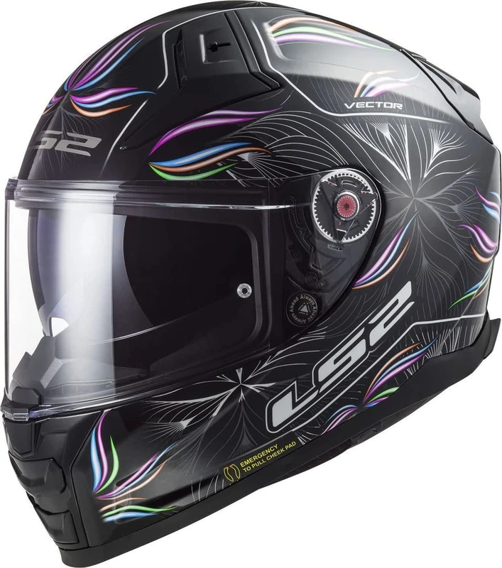 LS2 Full Face Motorcycle Helmet. Vector II Road Touring Motorbike Lid. FF811. ECE22.06 - Tropical - Black White - S