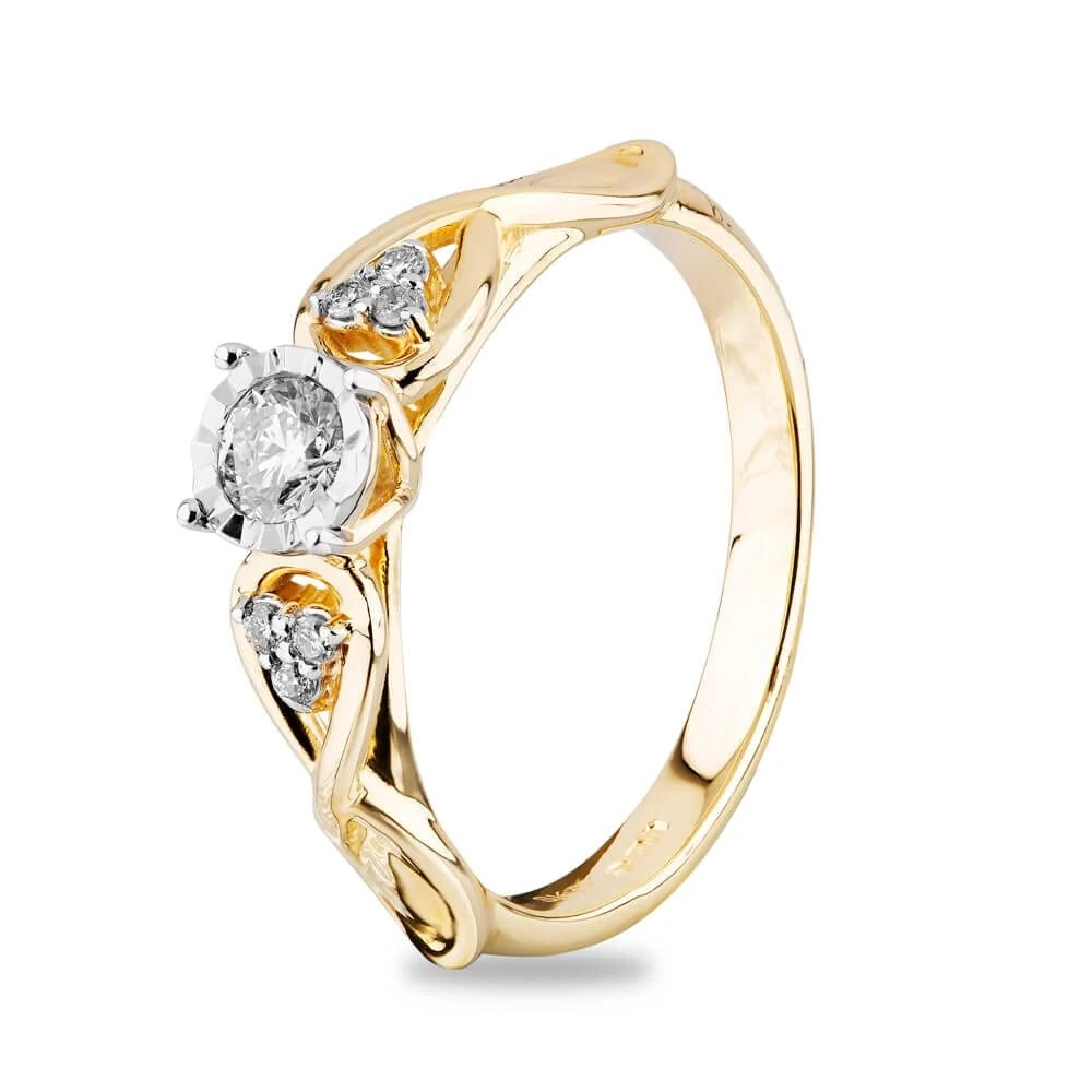 Pure Brilliance 9ct Yellow Gold 0.25ct Diamond Crossover Ring THR28182-25 N