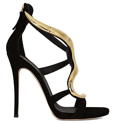 Giuseppe Zanotti Venere Sandals - Black/Gold - Size 4