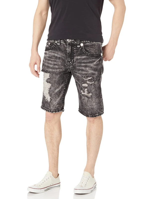 True Religion Men's Ricky Super with Clean Hem Denim Shorts, Empire Dark, 28W UK