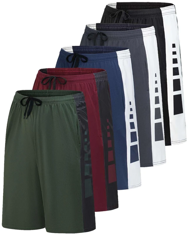 Mens Quick Dry Fit Dri-Fit Active Wear Athletic Performance Football Rugby 9 Inch Inseam Training Tennis Running Essentials Gym Shorts Hombre Stretch Fitness Casual Workout Tech Shorts - Set 13, XL