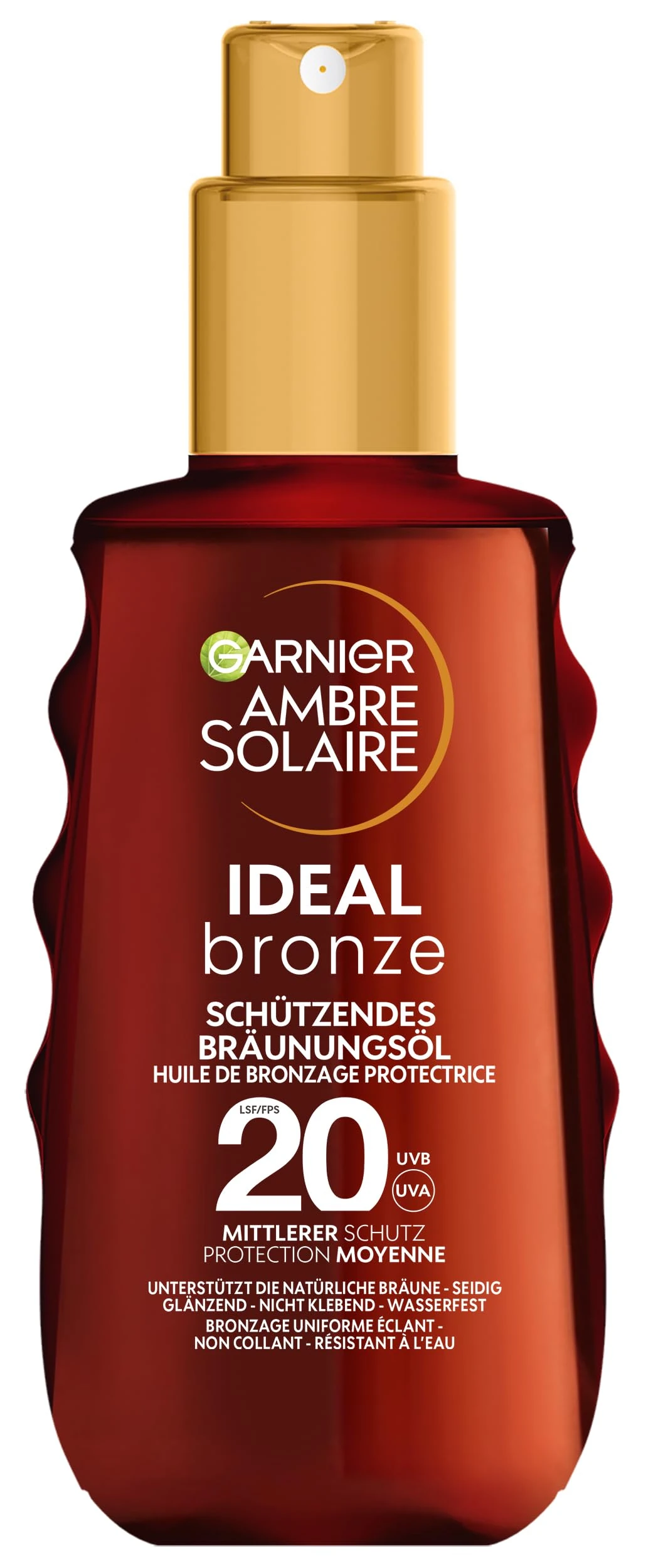 Garnier Ambre Solaire Ideal Bronze Sun Oil with SPF20, Moisturising Sun Protection and Tanning Accelerator, 1 x 150ml