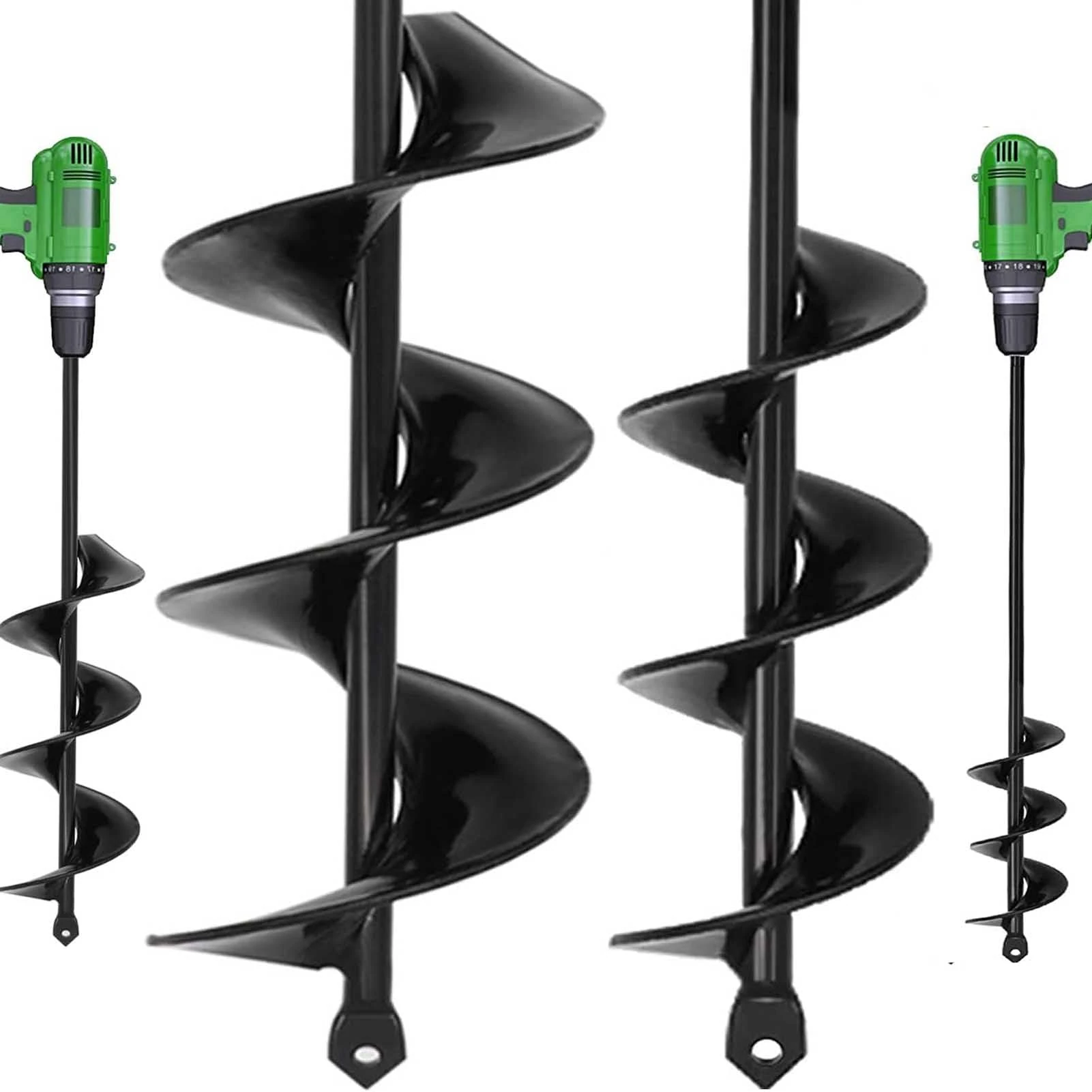 SYITCUN Heavy Duty Spiral Auger for Planting - Long Handle Bulb & Seedling Planter (7x42cm, 4x42cm)