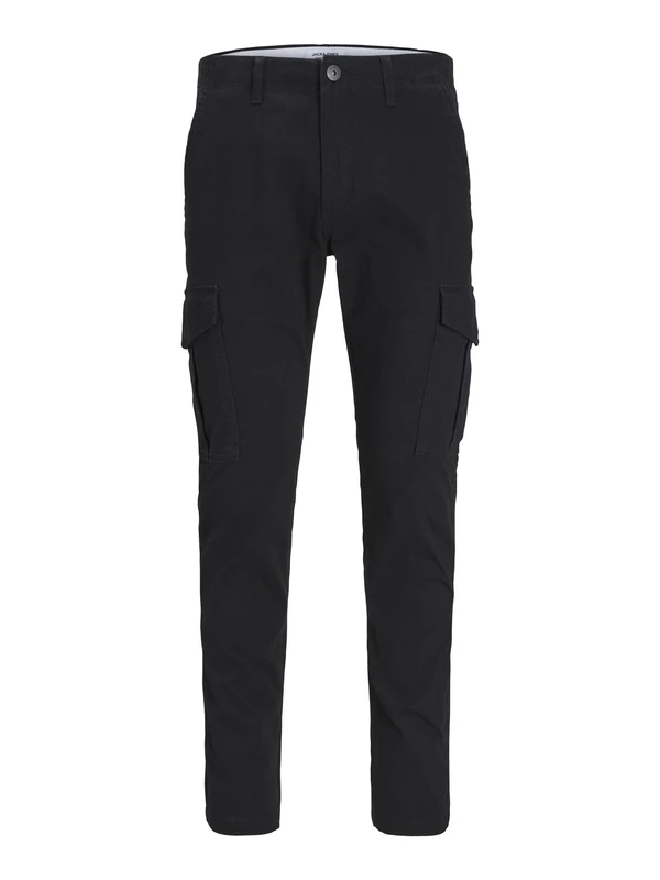JACK & JONES Male Cargo Trousers Carrot Fit Cargo Trousers, Black/Details:Solid, 27W x 32L