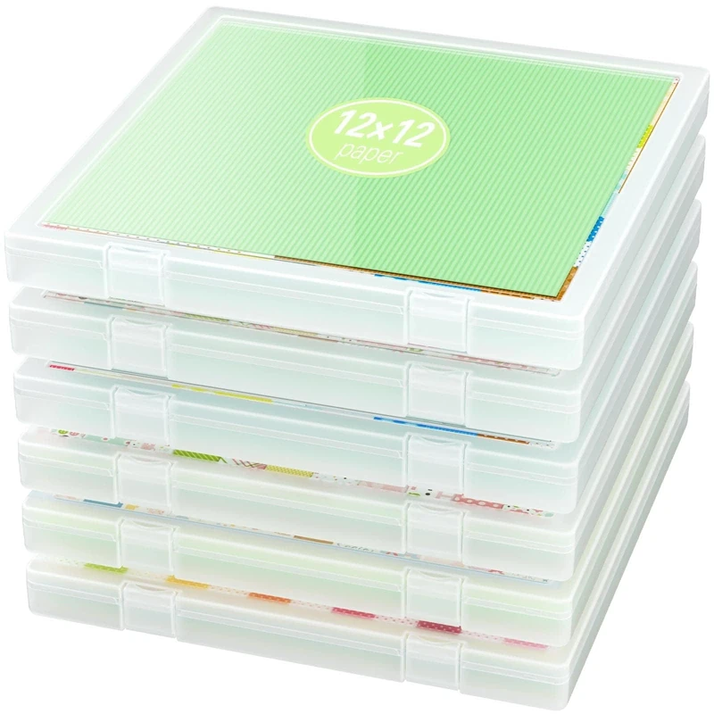 iBune 6 Pack Slim Project Case - 12x12 Paper Storage Box, Portable, Size 12.4 x 12.8 x 1.1 in