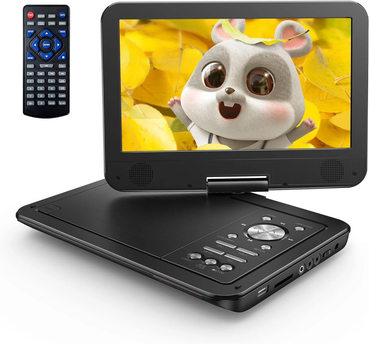Yoton 12.5" Portable DVD Player with 10.5" HD Swivel Screen for Car and Kids, Built-in Battery, Earphone/AV-IN/AV-OUT/USB/SD Card/TV Sync and VCD/MPG/JEPG Formats(Not Support Blu-ray)