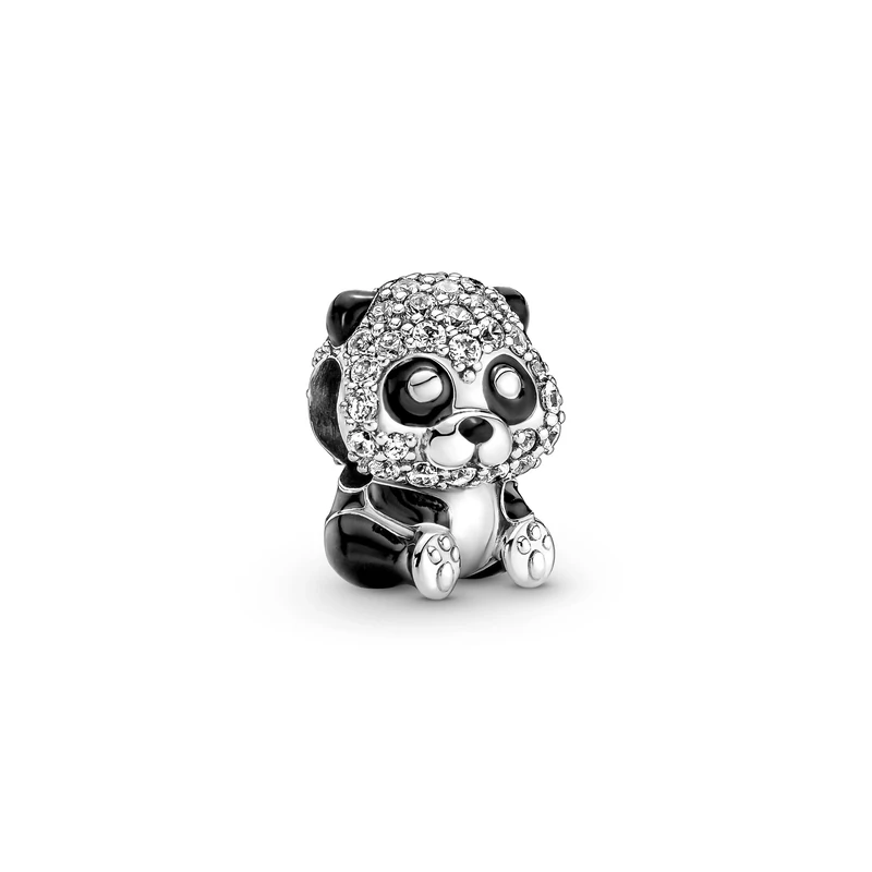 Pandora Moments Panda sterling silver charm with clear cubic zirconia and black enamel