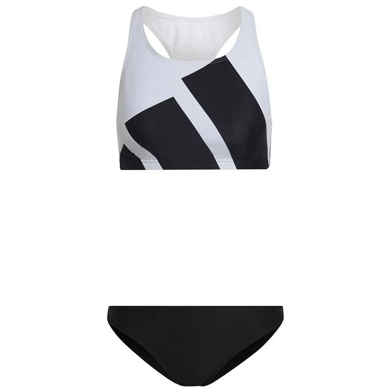 Adidas H62035 B Bars Bikini Swimsuit Women's Top:White Bottom:Black 2XS - Image 1