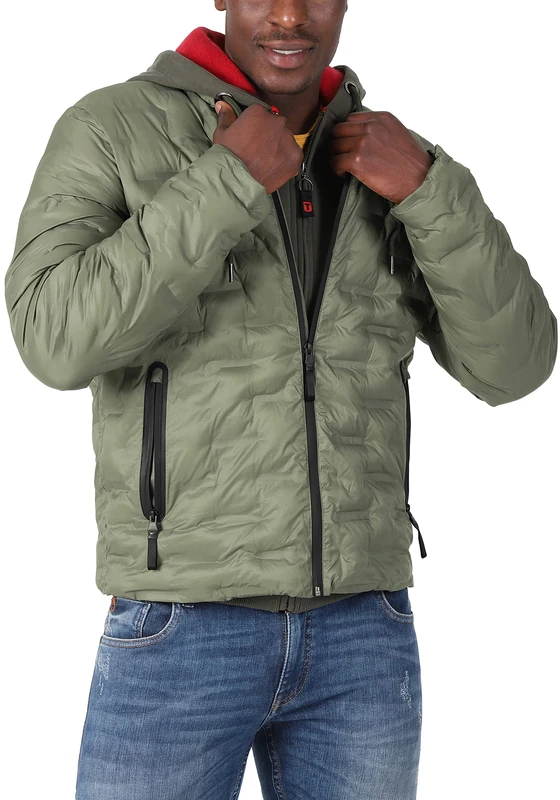 Timezone Men's Bonded Jacket 4, Grey Olive, XXXL