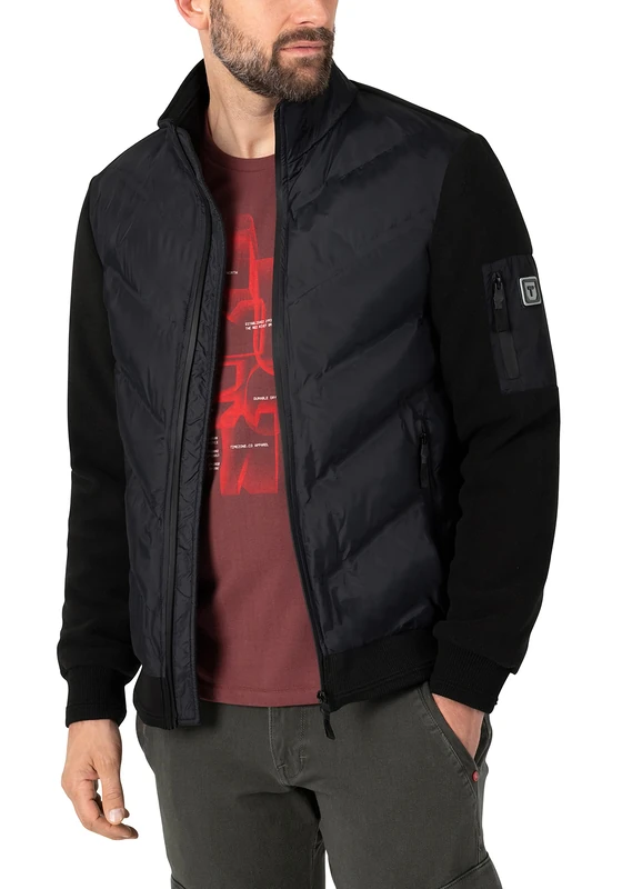 Timezone Men's Nylon Front Jacket, Black, XXL - Image 1