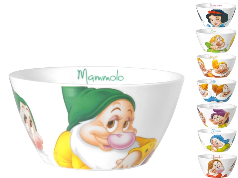 Home Disney Dwarves Set of 12 Bolus Cereals, Porcelain, cc630