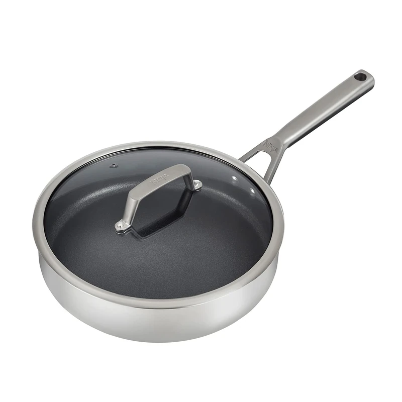 Ninja Foodi Zerostick Stainless Steel Sauté Pan 26 cm [C60126EU] Non-Stick Coating, Induction Compatible, Dishwasher Safe - Image 1