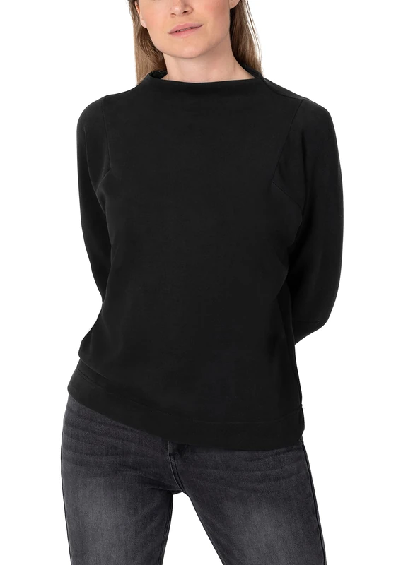 Timezone Women's Sporty Mock-Neck Sweatshirt, Black, XL