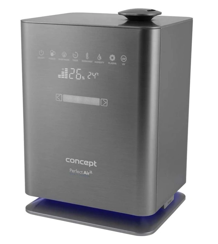 Concept Hausgeräte ZV2021 Humidifier for Rooms up to 50 m2 Aroma Diffuser UV Lamp UVC Touch LED Display Wi-Fi Timer Automatic Humidity Control Grey