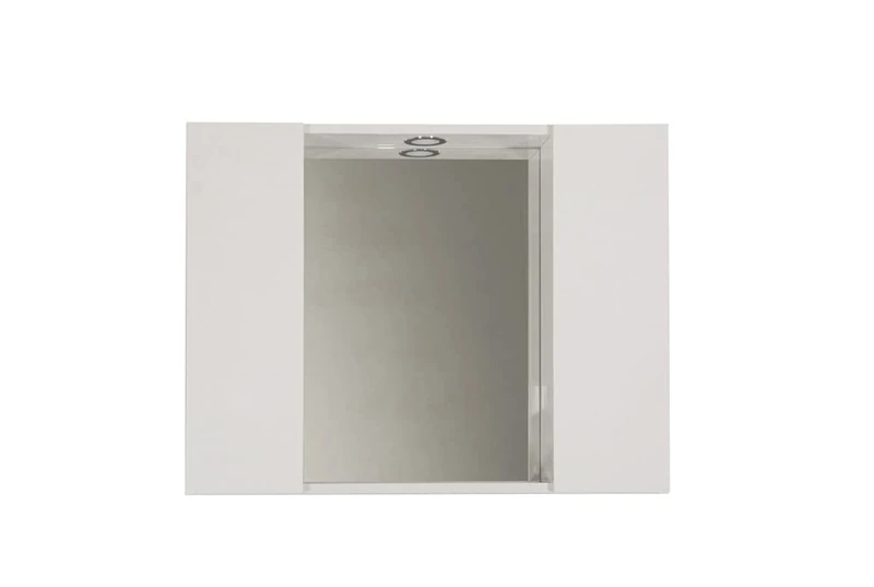 Mama Store BATHROOM MIRROR with 2 CONTAINER ROOMS and LED LIGHT-Glossy White Lacquered, Wood, L.81 CM X P. 16 CM X H. 60 CM - Image 1