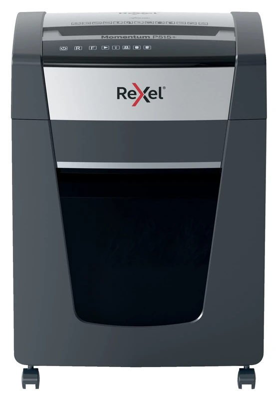 Rexel P515+ Momentum Extra Micro Cut Shredder, Destroys up to 15 A4 Sheets, Safety Level P5, Anti Jam Technology, 30 Litre Pull-Out Basket, Black