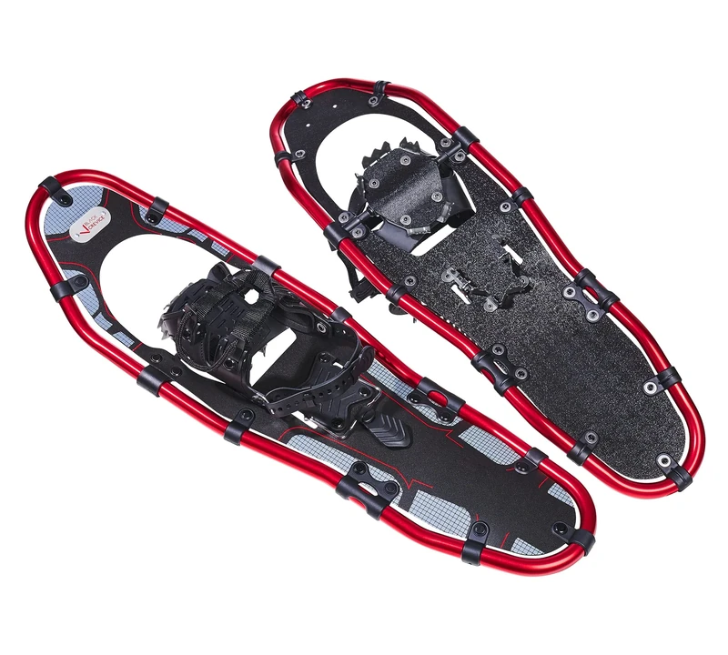 BLACK CREVICE Aluminium Snow Shoes for Men and Women, Snow Shoes for Hiking with Aluminium Frame, Snow Shoes with Adjustable Heel Strap, 53 cm