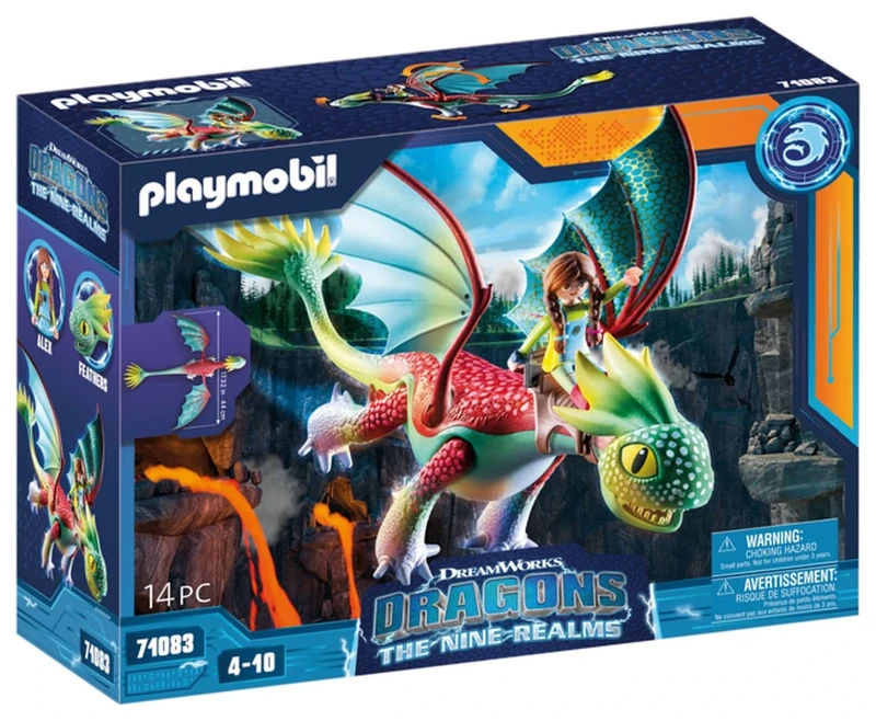 Playmobil 71083 How to Train your Dragon: Nine Realms Feathers and Alex, Dragon Toy with movable wings and TV characters, Fun Imaginative Role-Play, Playset Suitable for Children Ages 4+