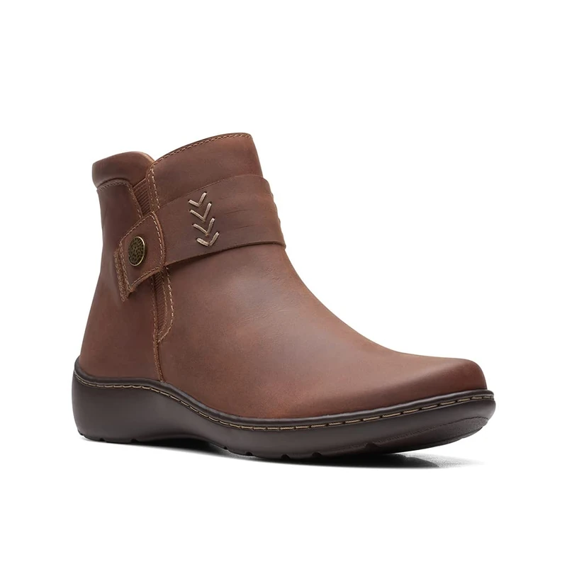Clarks Women's Cora Rae Ankle Boots, Dark Tan Leather, 3.5 UK