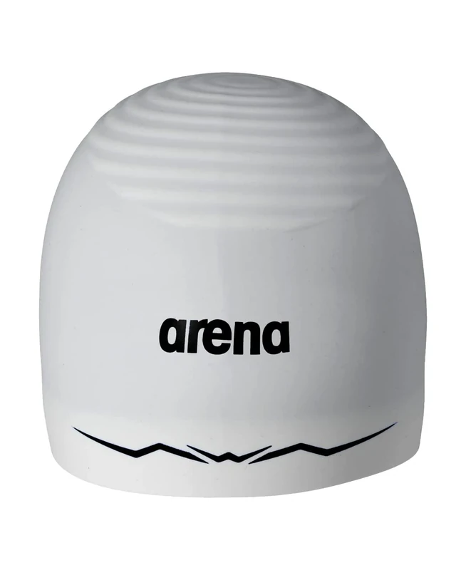 Arena Silicone Racing Swim Cap Men and Women Aquaforce Wave Hydrodynamic Performance Competitive Intensive Swimming, White, Large