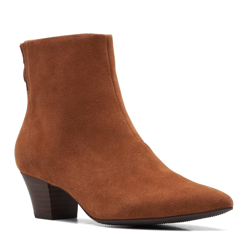 Clarks Women's Teresa Fashion Boot, Dark Tan Suede, 6 UK