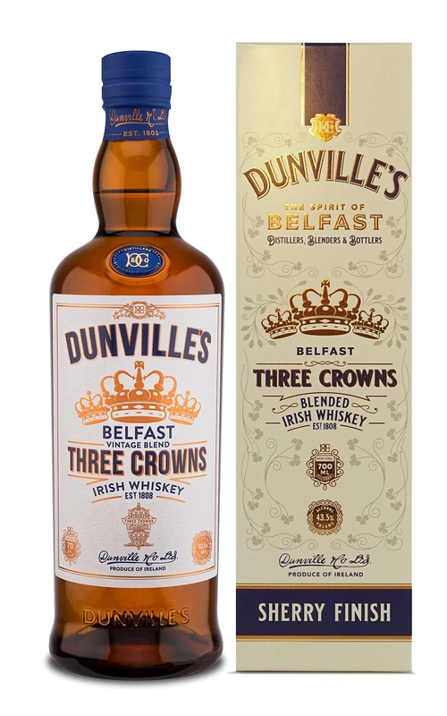 Dunville's Three Crowns Irish Whiskey 70cl, 43.5% ABV