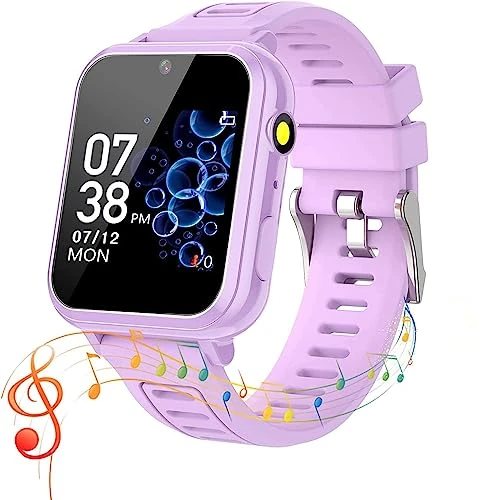 clleylise Smart Watch for Kids Smart Watch for Boys Girls - 18 Games, 8W Camera, Step Counter & Sleep Monitor - (Ages 4-11) with Touchscreen, 300mAh Battery & No Internet Required (Purple)