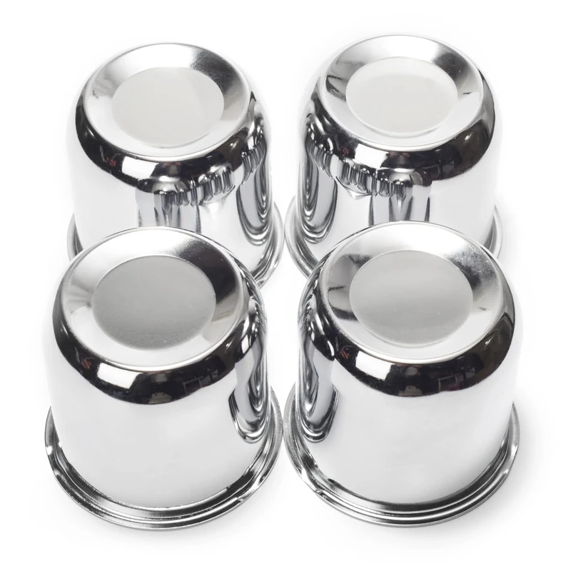 RTRHINOTUNING 3.19" Hub 3.17" H Push Through Center Caps Chrome for Trailers Trucks Wheel Rims 4 Pack