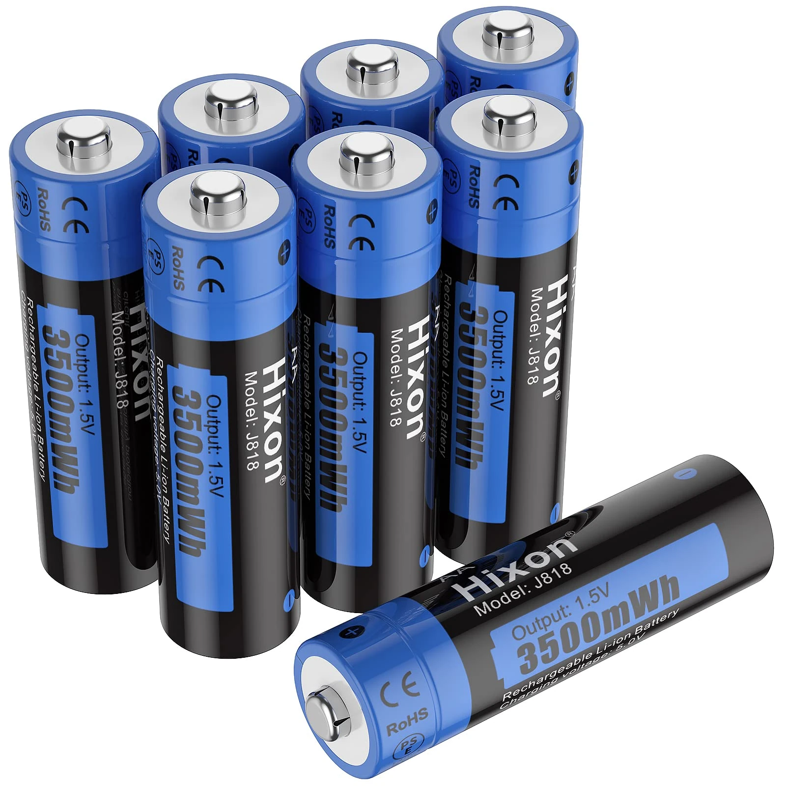 Hixon 1.5V Rechargeable Batteries,3500mWh Lithium Batteries AA,8 Counts AA Battery 1500 Cycles,3A Max Output Current(charger not include)