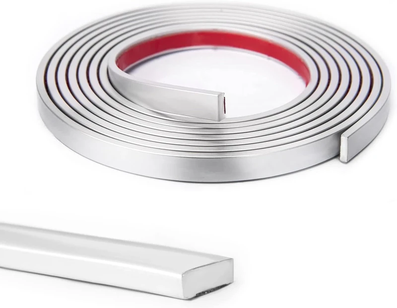 Art3d 30 Ft Peel and Stick Flexible Vinyl Molding Trim for Wall Tile Edges, Kitchen backsplash, Mirrior Frame in Sliver