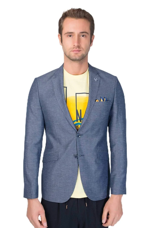 Bonamaison Men's Jacket Regular Fit 6 Drop Business Suit, Navy Blue, 54