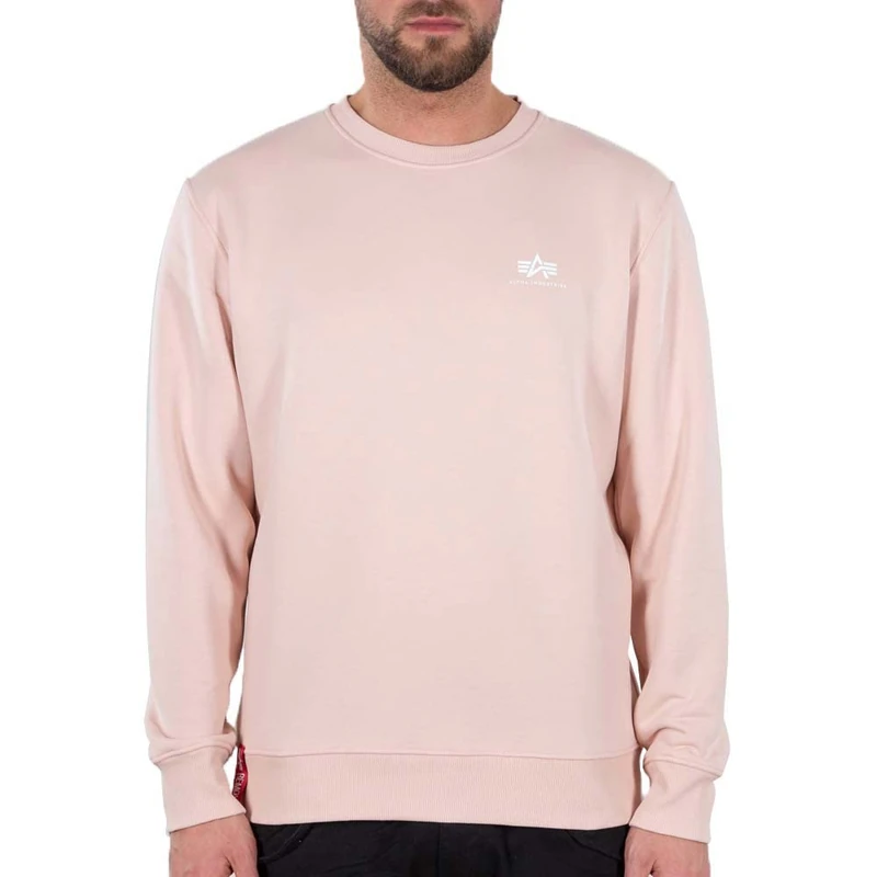 Alpha Industries Basic Sweater Small Logo Sweatshirt for Men Pale Peach